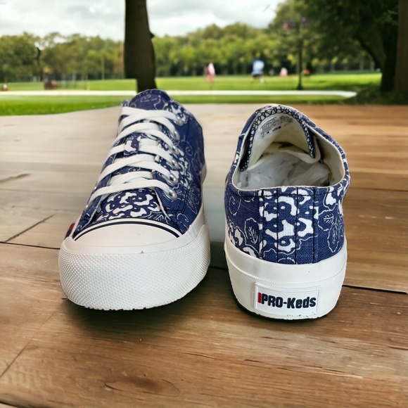 Pro Keds Blue Floral Canvas Sneaker Mens 5M 6M | Womens 7M 8M - Picture 12 of 16